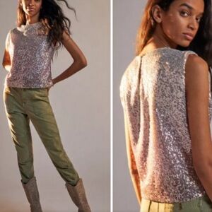 Anthropologie Fatima Sequined Blouse